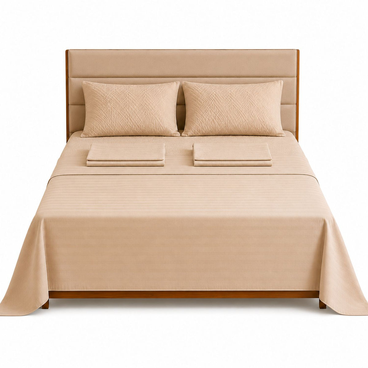 Combo Protector de Colchón y Juego de Sábanas Beige para Colchón Semidoble 120 X 190 Cm