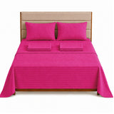 Combo Protector de Colchón y Juego de Sábanas Fucsia para Colchón Semidoble 120 X 190 Cm