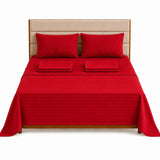 Combo Protector de Colchón y Juego de Sábanas Rojo para Colchón Semidoble 120 X 190 Cm