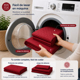 Combo Protector de Colchón y Juego de Sábanas Rojo para Colchón King 200 X 200 Cm