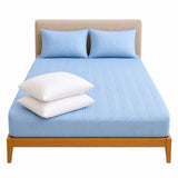 Combo Protector de Colchón y Almohadas Siliconada Azul Celeste para Colchón Sencillo 100 X 190 Cm