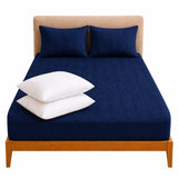 Combo Protector de Colchón y Almohadas Siliconada Azul para Colchón Sencillo 100 X 190 Cm