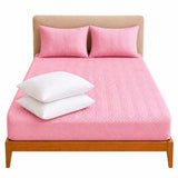 Combo Protector de Colchón y Almohadas Siliconada Rosado para Colchón Sencillo 100 X 190 Cm