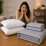 Combo Protector de Colchón y Almohadas Siliconada Gris para Colchón Doble 140 X 190 Cm