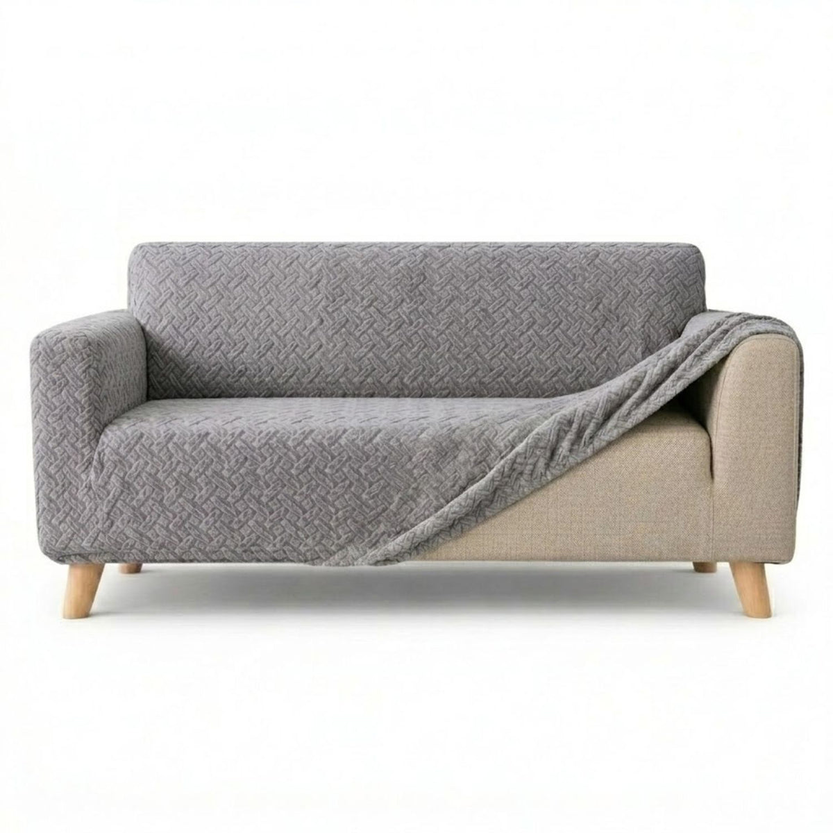 Protector de Sofá Elástico Gris 180x180cm Para Sofás de Tres Puestos Doble Faz