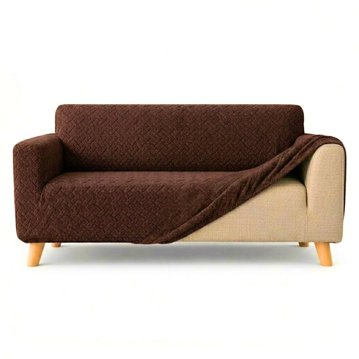 Protector de Sofá Elástico Cafe 180x180cm Para Sofás de Tres Puestos Doble Faz