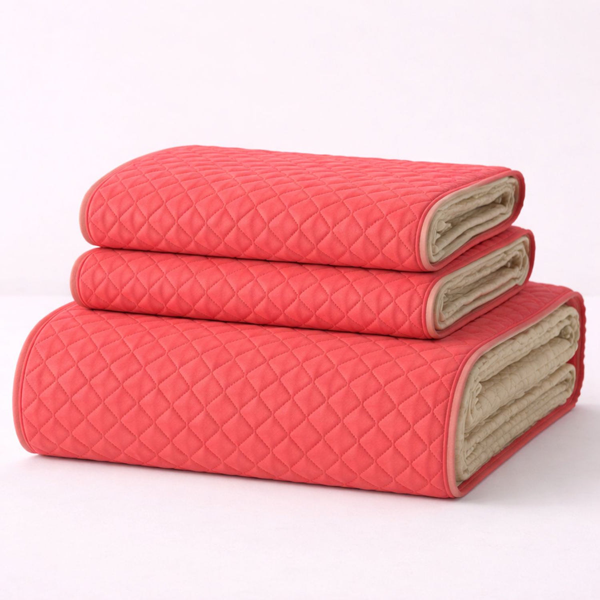Colcha Doble Faz Camel y Palo de Rosa 260x230cm para Colchón King 200 X 200 Cm Sin Acolchado Sin Relleno Fondo Entero