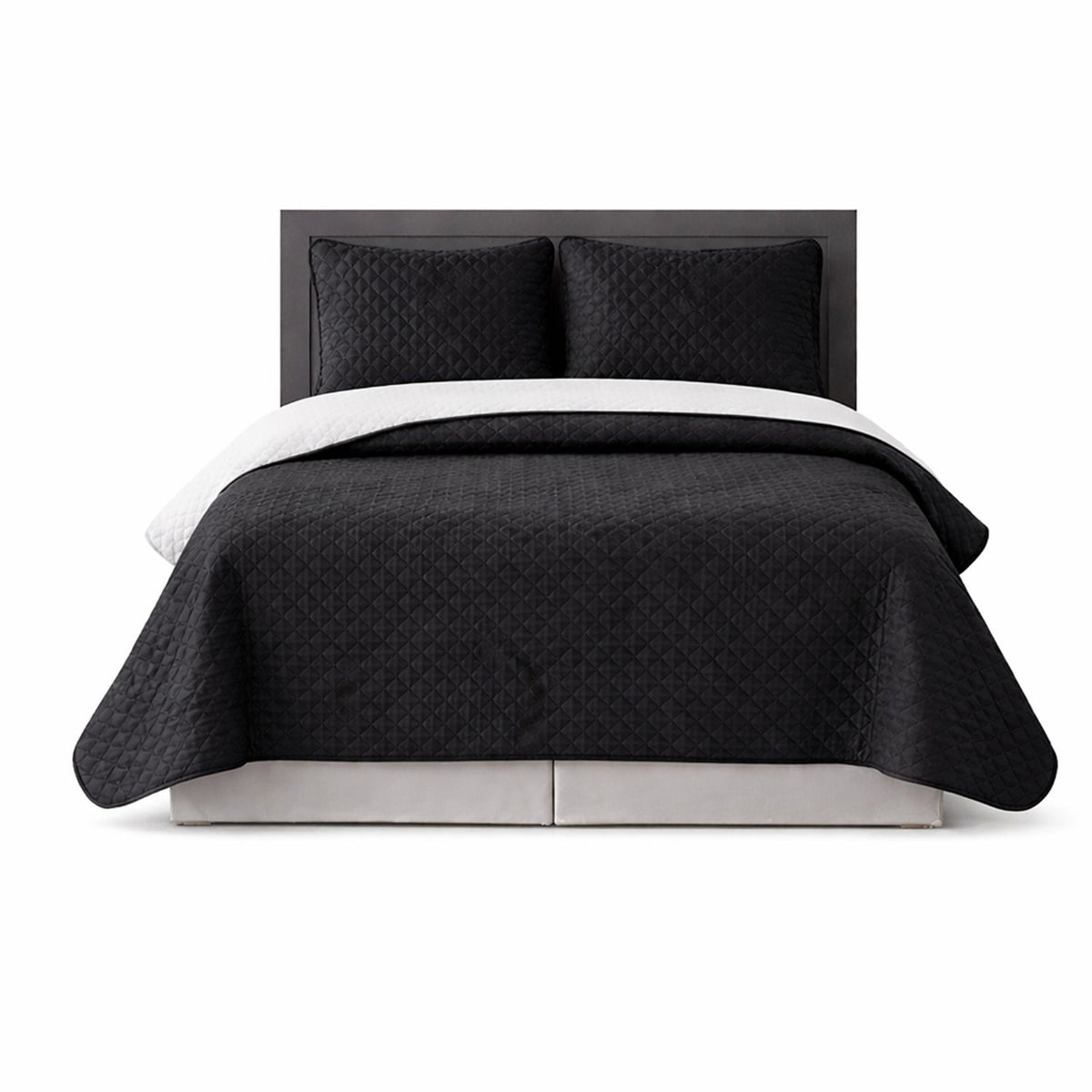 Colcha Doble Faz Negro y Blanco 260x230cm para Colchón King 200 X 200 Cm Sin Acolchado Sin Relleno Fondo Entero