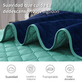 Colcha Doble Faz Verde y Azul 260x230cm para Colchón King 200 X 200 Cm Sin Acolchado Sin Relleno Fondo Entero