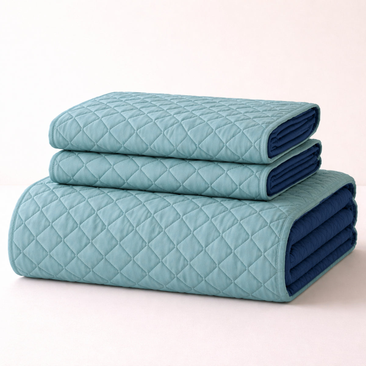 Colcha Doble Faz Verde y Azul 260x230cm para Colchón King 200 X 200 Cm Sin Acolchado Sin Relleno Fondo Entero
