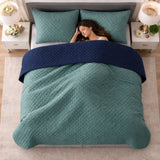Colcha Doble Faz Verde y Azul 260x230cm para Colchón King 200 X 200 Cm Sin Acolchado Sin Relleno Fondo Entero