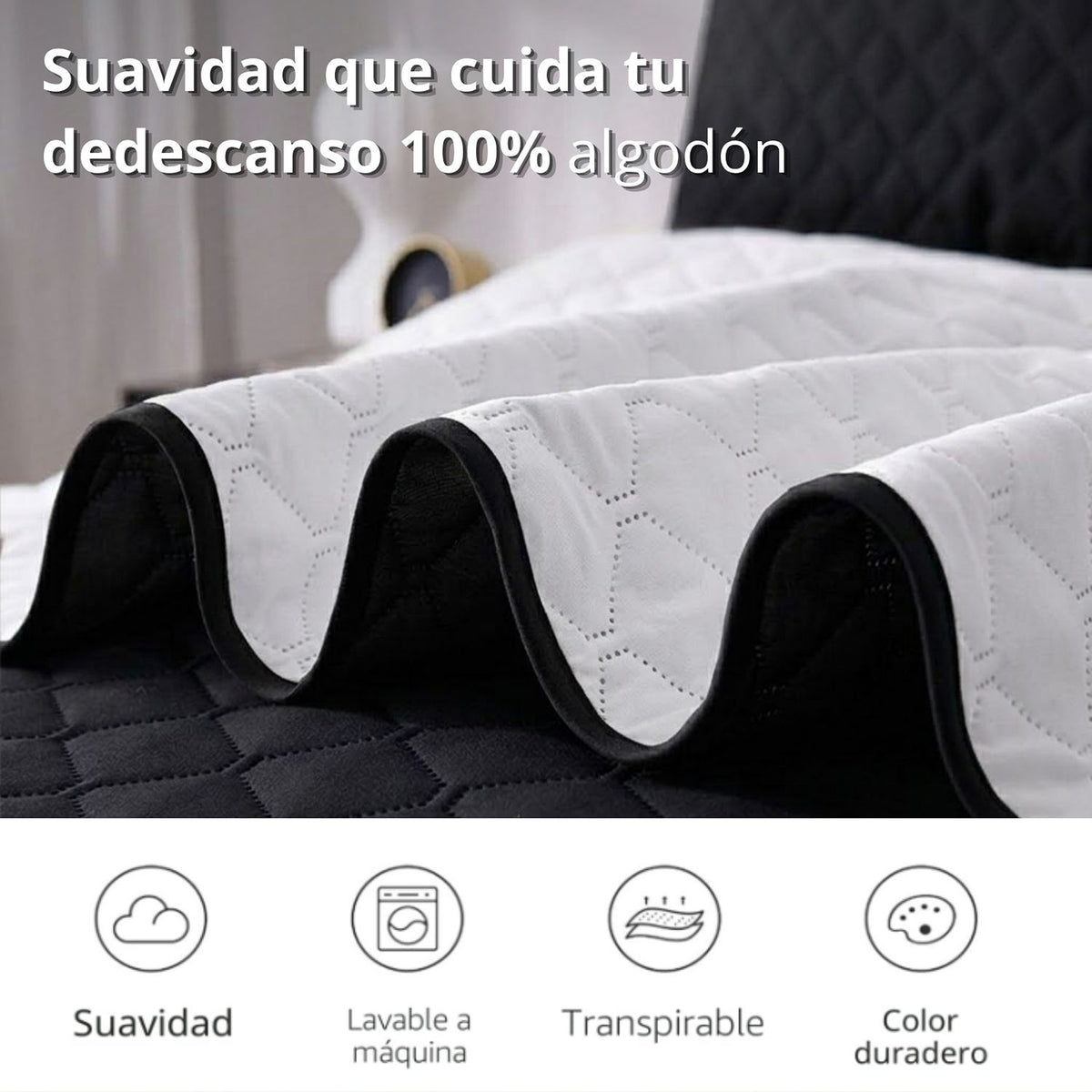 Colcha Negro y Blanco 160x220cm para Colchón Sencillo 100 X 190 Cm Sin Acolchado Sin Relleno Fondo Entero