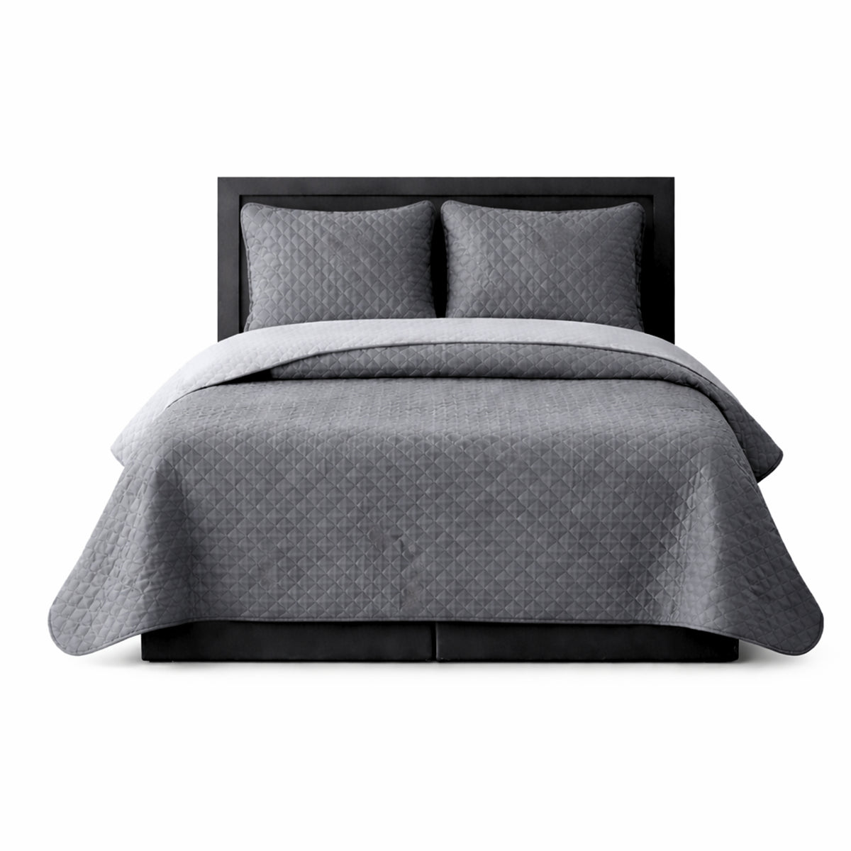 Colcha Doble Faz Gris y Gris Oscuro 200x220cm para Colchón Doble 140 X 190 Cm Sin Acolchado Sin Relleno Fondo Entero