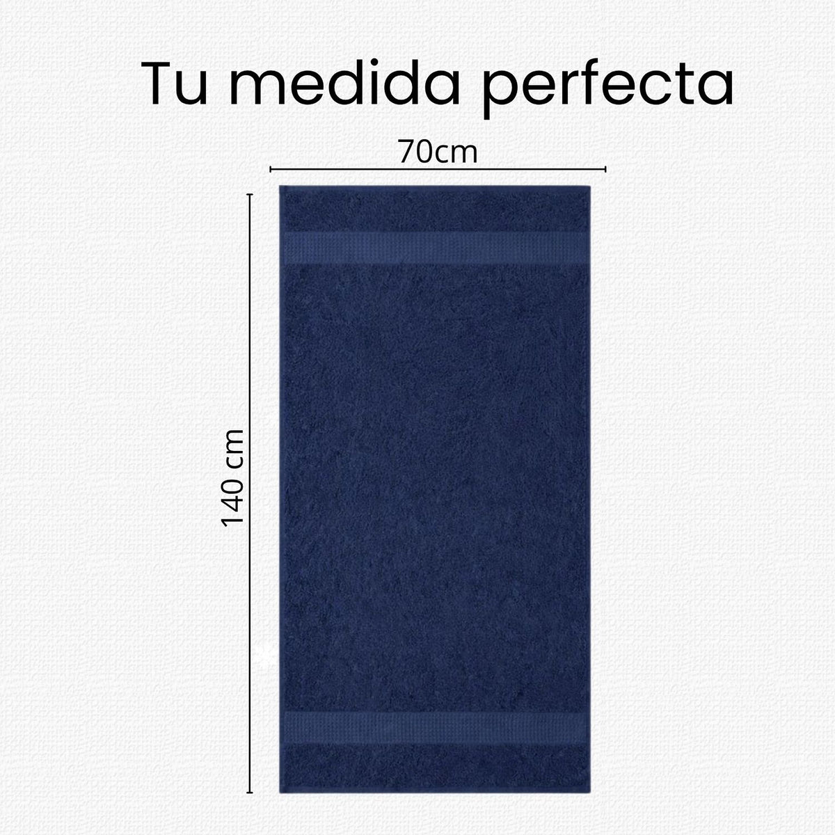 Toalla de Cuerpo Azul Oscuro 140x70cm Fondo Entero Medio Suave 400gr con Secado Rápido y Alta Absorción