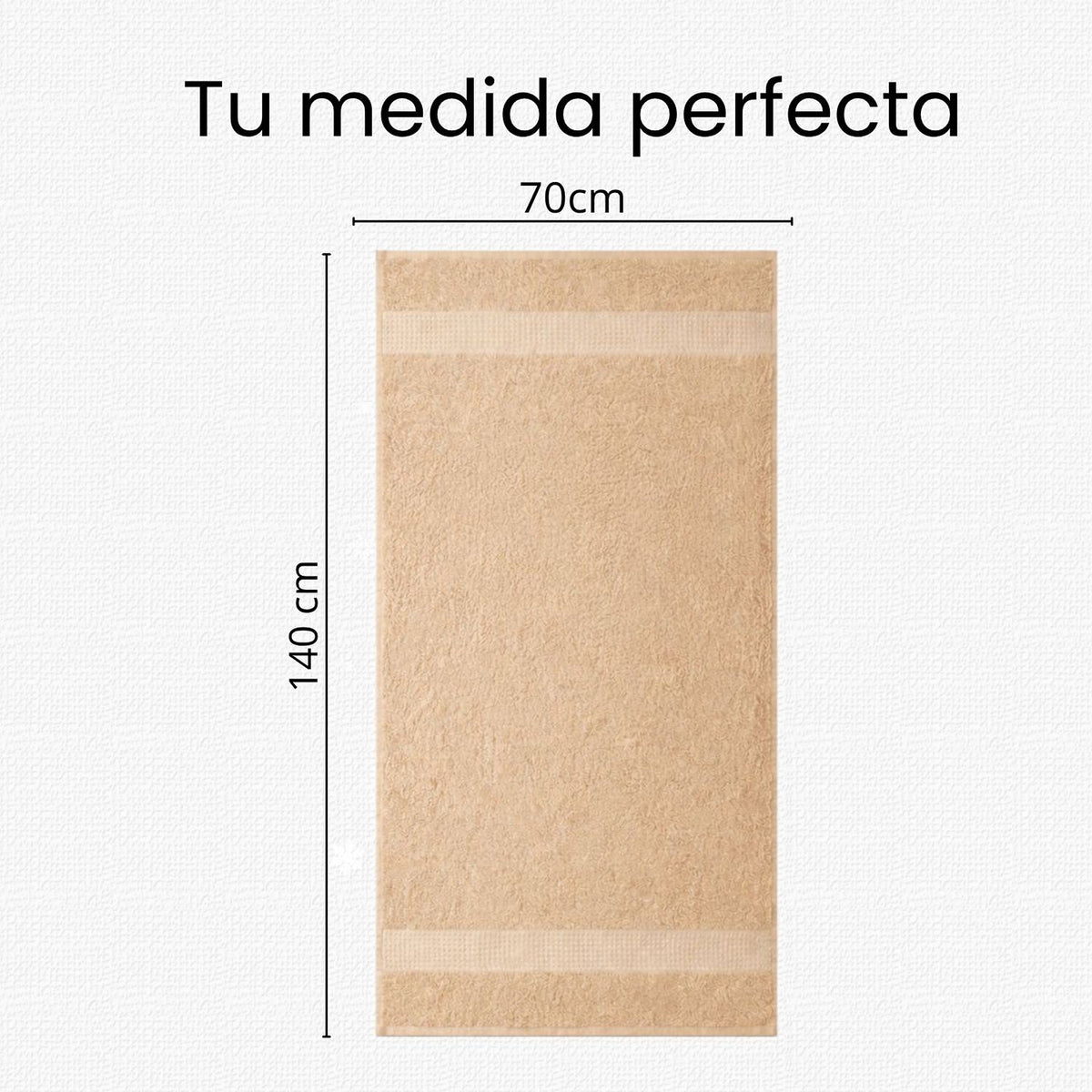 Toalla de Cuerpo Beige 140x70cm Fondo Entero Medio Suave 400gr con Secado Rápido y Alta Absorción