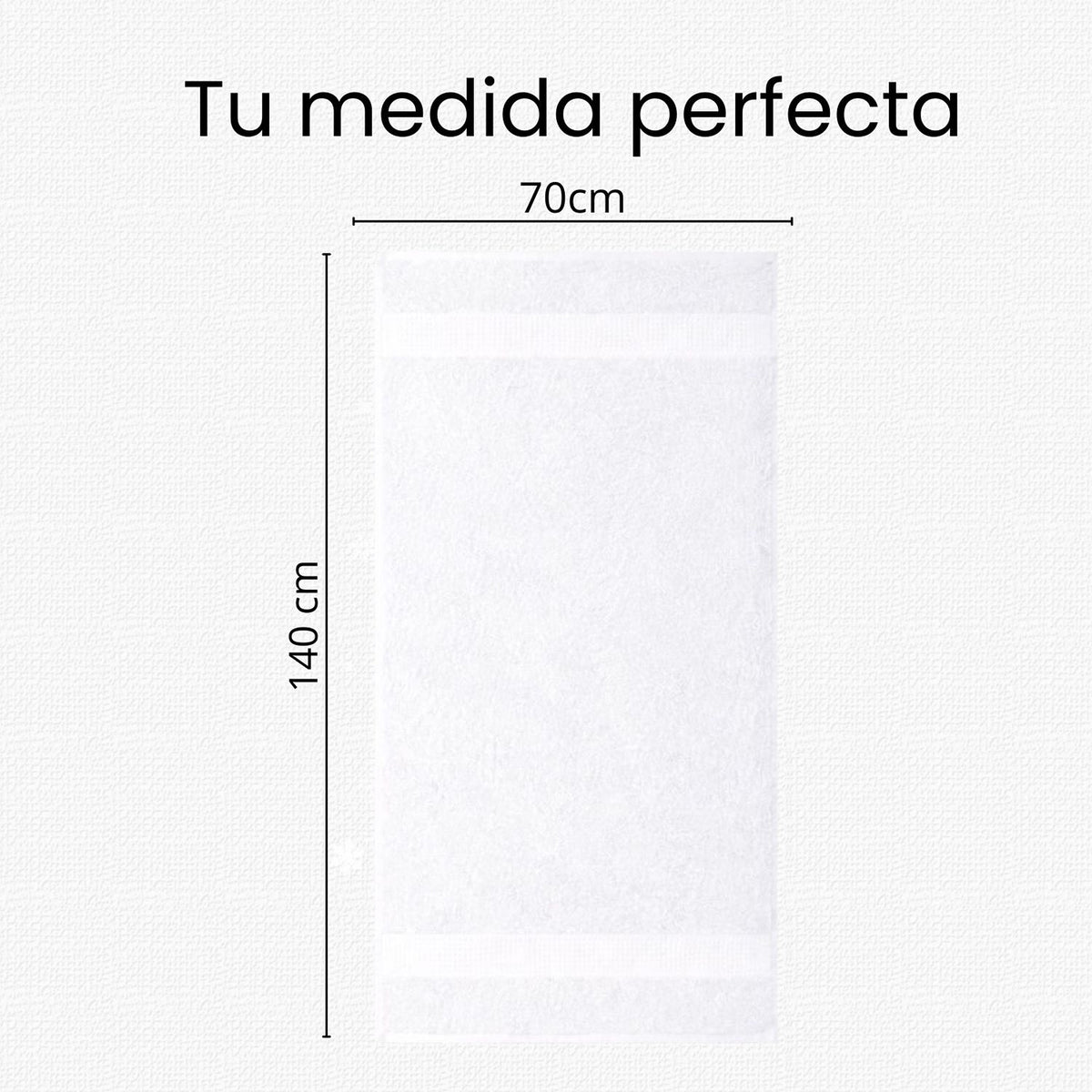 Toalla de Cuerpo Hotelera Blanco 140x70cm Fondo Entero Medio Suave 500gr con Secado Rápido y Alta Absorción