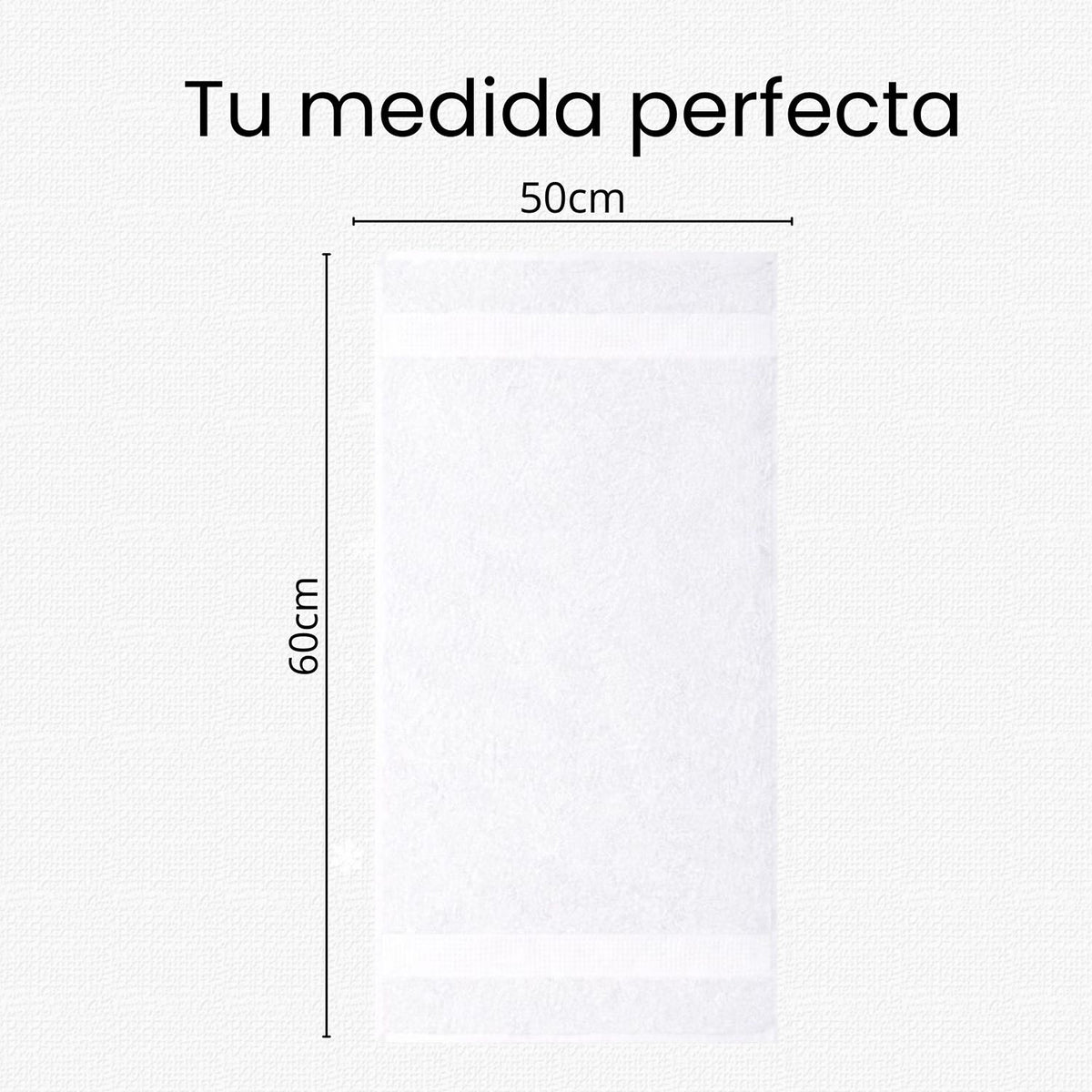 Toalla de Manos Hotelera Blanco 60x50cm Fondo Entero Medio Suave 500gr con Secado Rápido y Alta Absorción