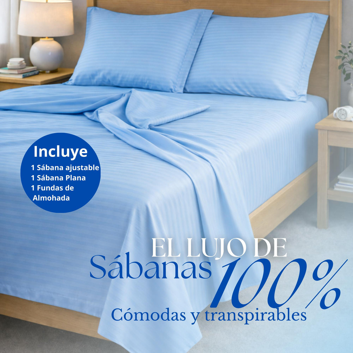 Juego de Sábanas Azul Celeste para Colchón Sencillo 100 X 190 Cm Fondo Entero Con Elastico para la Sábana