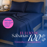 Juego de Sábanas Azul para Colchón Sencillo 100 X 190 Cm Fondo Entero Con Elastico para la Sábana