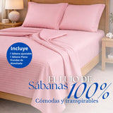 Juego de Sábanas Rosado para Colchón Sencillo 100 X 190 Cm Fondo Entero Con Elastico para la Sábana