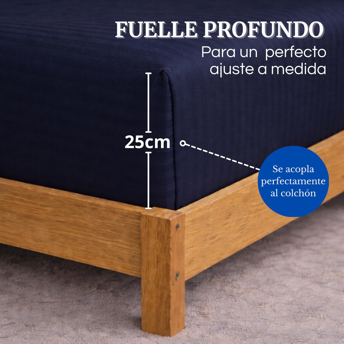 Juego de Sábanas Azul para Colchón Semidoble 120 X 190 Cm Fondo Entero Con Elastico para la Sábana