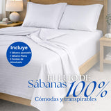 Juego de Sábanas Blanco para Colchón Semidoble 120 X 190 Cm Fondo Entero Con Elastico para la Sábana