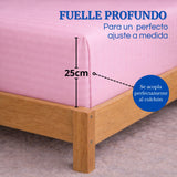 Juego de Sábanas Rosado para Colchón Semidoble 120 X 190 Cm Fondo Entero Con Elastico para la Sábana