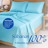 Juego de Sábanas Turquesa para Colchón Semidoble 120 X 190 Cm Fondo Entero Con Elastico para la Sábana