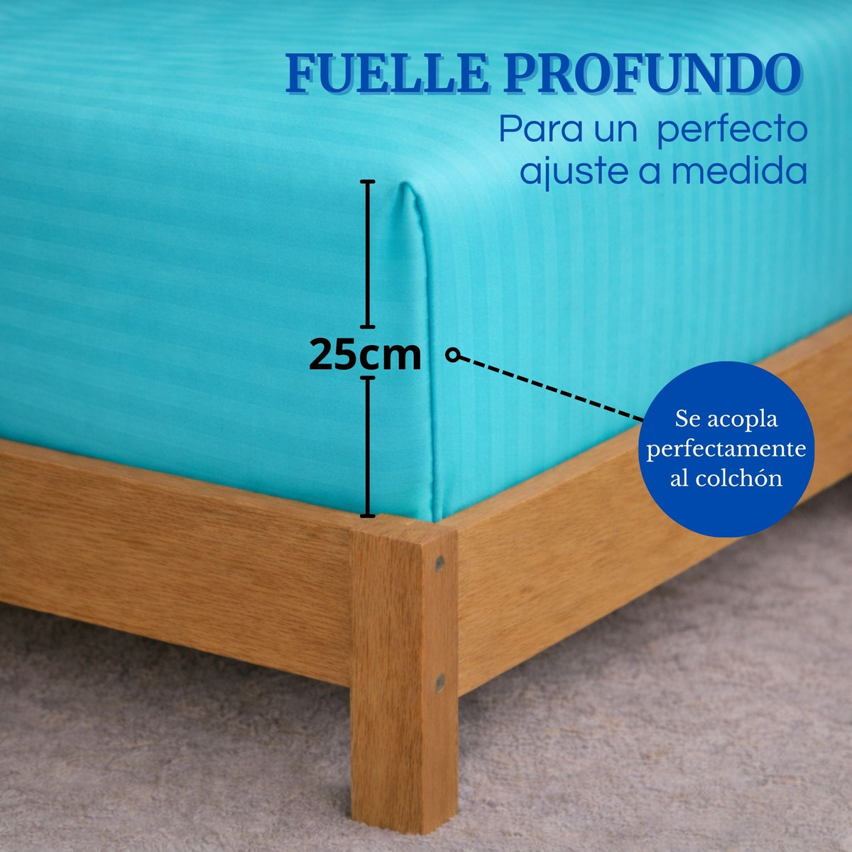 Juego de Sábanas Turquesa para Colchón Semidoble 120 X 190 Cm Fondo Entero Con Elastico para la Sábana