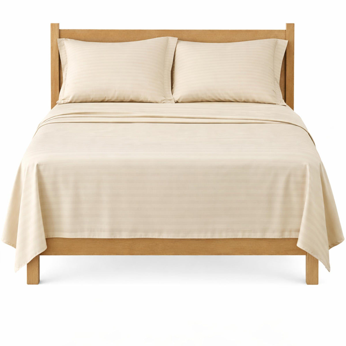 Juego de Sábanas Beige para Colchón Doble 140 X 190 Cm Fondo Entero Con Elastico para la Sábana
