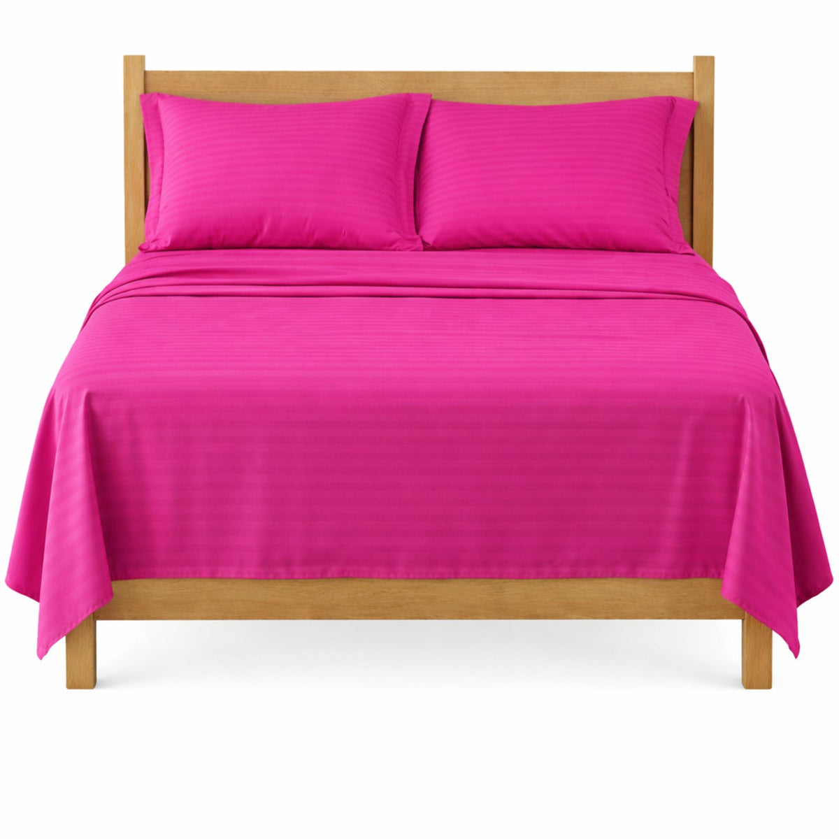 Juego de Sábanas Fucsia para Colchón Doble 140 X 190 Cm Fondo Entero Con Elastico para la Sábana