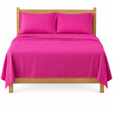 Juego de Sábanas Fucsia para Colchón Doble 140 X 190 Cm Fondo Entero Con Elastico para la Sábana