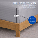 Juego de Sábanas Gris para Colchón Doble 140 X 190 Cm Fondo Entero Con Elastico para la Sábana