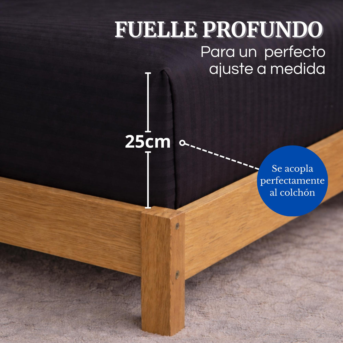 Juego de Sábanas Negra para Colchón Doble 140 X 190 Cm Fondo Entero Con Elastico para la Sábana