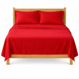 Juego de Sábanas Rojo para Colchón Doble 140 X 190 Cm Fondo Entero Con Elastico para la Sábana