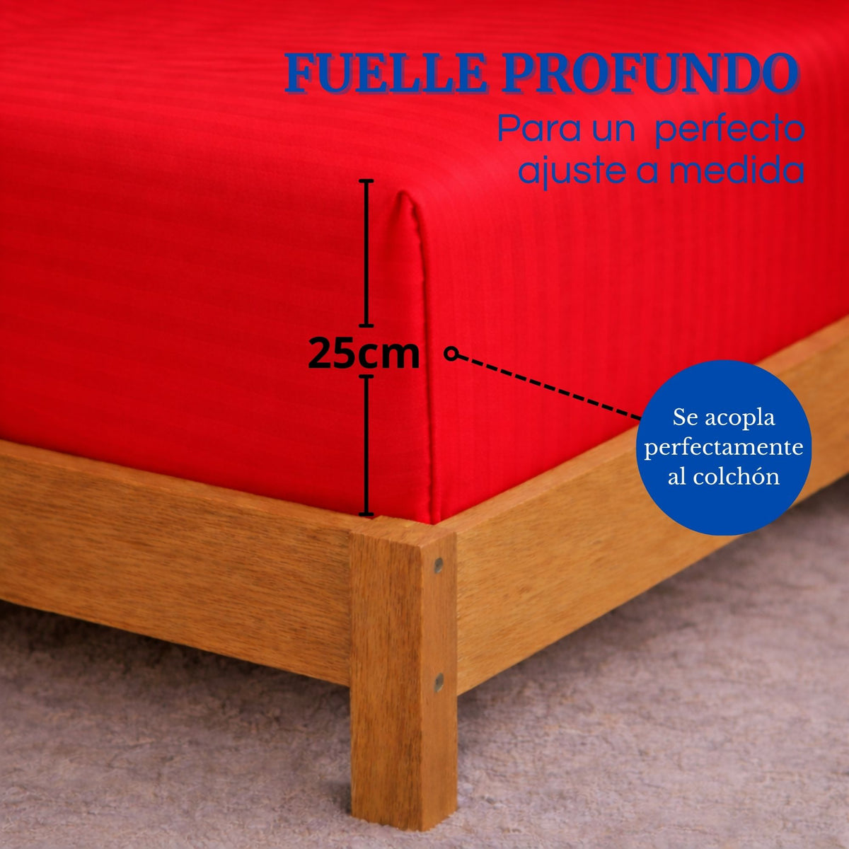 Juego de Sábanas Rojo para Colchón Doble 140 X 190 Cm Fondo Entero Con Elastico para la Sábana