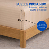 Juego de Sábanas Beige para Colchón Queen 160 X 190 Cm Fondo Entero Con Elastico para la Sábana