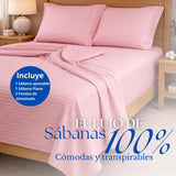 Juego de Sábanas Rosado para Colchón Queen 160 X 190 Cm Fondo Entero Con Elastico para la Sábana