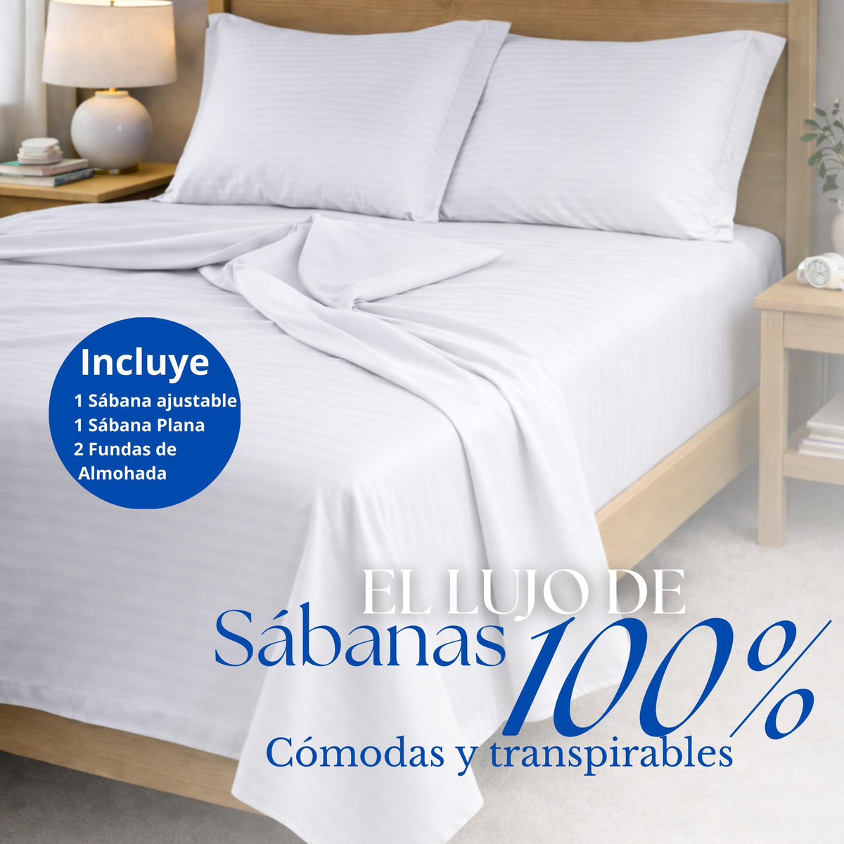 Juego de Sábanas Blanco para Colchón King 200 X 200 Cm Fondo Entero Con Elastico para la Sábana