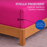 Juego de Sábanas Fucsia para Colchón King 200 X 200 Cm Fondo Entero Con Elastico para la Sábana