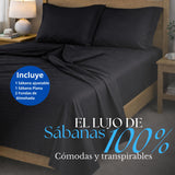Juego de Sábanas Negra para Colchón King 200 X 200 Cm Fondo Entero Con Elastico para la Sábana