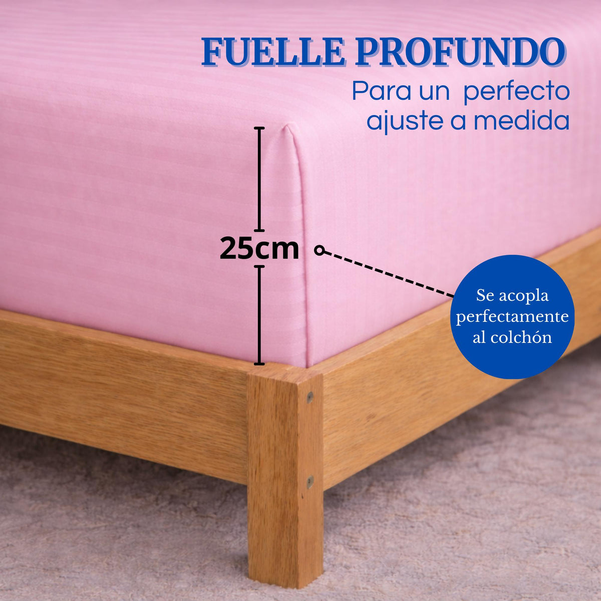 Juego de Sábanas Rosado para Colchón King 200 X 200 Cm Fondo Entero Con Elastico para la Sábana