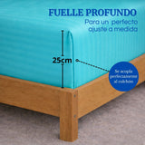 Juego de Sábanas Turquesa para Colchón King 200 X 200 Cm Fondo Entero Con Elastico para la Sábana