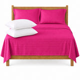 Combo Juego de Sábanas y Almohada Fucsia para Colchón Sencillo 100 X 190 Cm Fondo Entero Con Elastico para la Sábana
