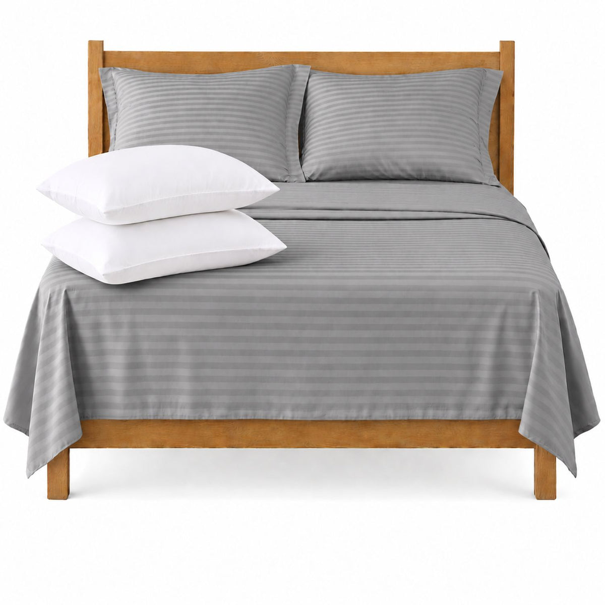 Combo Juego de Sábanas y Almohada Gris para Colchón Sencillo 100 X 190 Cm Fondo Entero Con Elastico para la Sábana