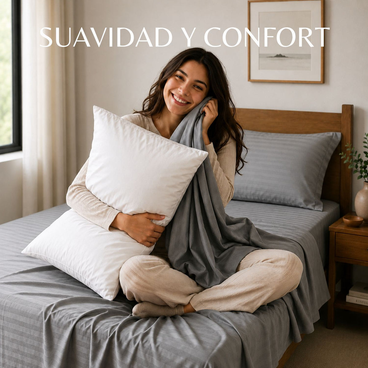 Combo Juego de Sábanas y Almohada Gris para Colchón Sencillo 100 X 190 Cm Fondo Entero Con Elastico para la Sábana