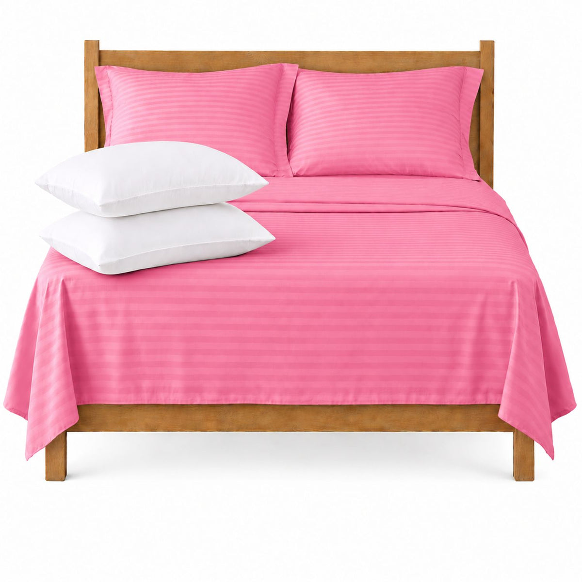 Combo Juego de Sábanas y Almohada Rosado para Colchón Sencillo 100 X 190 Cm Fondo Entero Con Elastico para la Sábana