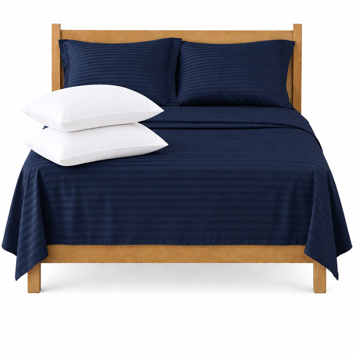 Combo Juego de Sábanas y Almohada Azul para Colchón Semidoble 120 X 190 Cm Fondo Entero Con Elastico para la Sábana