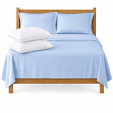 Combo Juego de Sábanas y Almohada Azul Celeste para Colchón Doble 140 X 190 Cm Fondo Entero Con Elastico para la Sábana