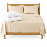 Combo Juego de Sábanas y Almohada Beige para Colchón Doble 140 X 190 Cm Fondo Entero Con Elastico para la Sábana